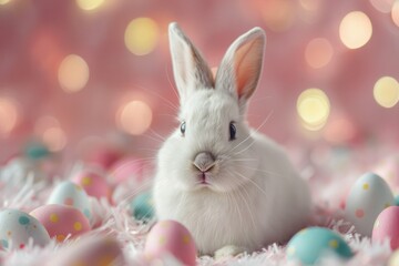 Cute Easter Bunny with Eggs