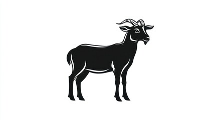 Fototapeta premium Silhouetted goat profile, farm animal, graphic design, potential stock photo