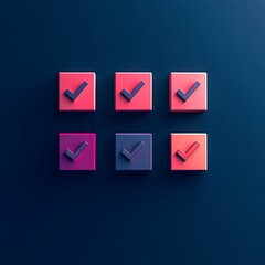 Check Mark Graphic Arrangement on Dark Background Digital Confirmation Icons Digital Validation