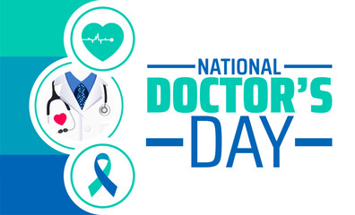 National Doctor’s Day background banner or poster design template. observed every year in March. Holiday concept. Use to any Template, card, poster, placard, template.
