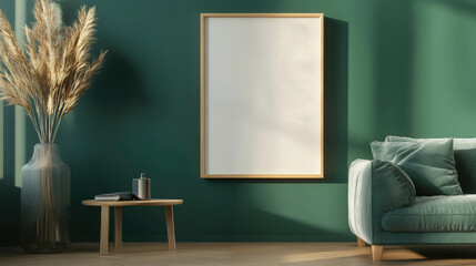 Modern living room decor cozy home interior design elegant green walls wide angle minimalist aesthetic for enhanced visual appeal