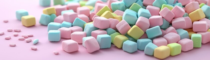 Pastel mini marshmallows pile.