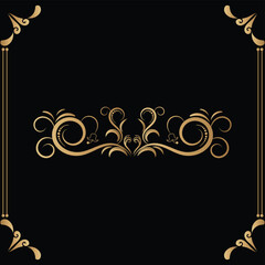 Luxury mandala design black background in gold color