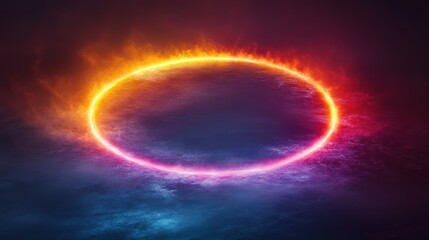 Obraz premium Minimalist glowing rainbow halo floating in mid-air, clean composition