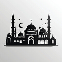 Black and White Silhouettes of Islamic Architecture

