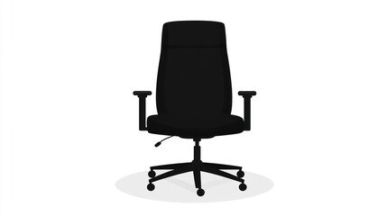 Black office chair, swivel, wheels, minimalist background, workspace