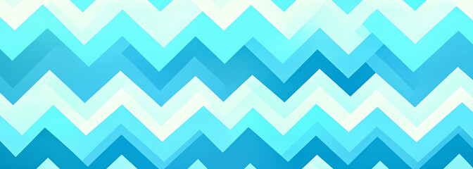 A seamless pattern with digital illustration, blue and turquoise chevron stripes on a pastel background
