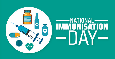 National Immunisation Day background banner or poster design template. observed every year in March. Holiday concept. Use to any Template, card, poster, placard, template.