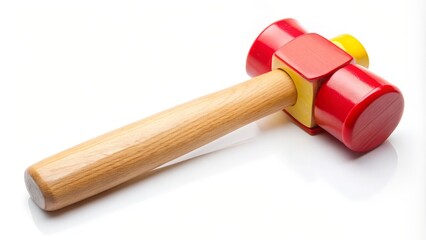 Red Rubber Mallet on White Background