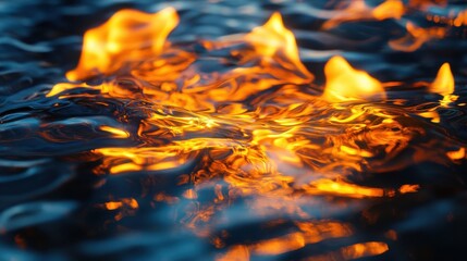 Ethereal Fire with glass reflection effects with a mystical aura and refined textures, evoking wonder