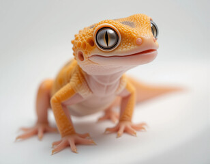 Baby Gecko Climbing with Big, Round Eyes
