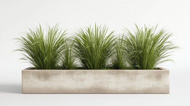 Modern planter with lush green grass, perfect for indoor or outdoor decor. This stylish design adds touch of nature to any space, enhancing aesthetic appeal