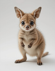 Baby Wallaby Standing on Delicate Legs with a Curious Look
