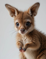Obraz premium Baby Kangaroo (Joey) Peeking Out from Its Mother's Pouch