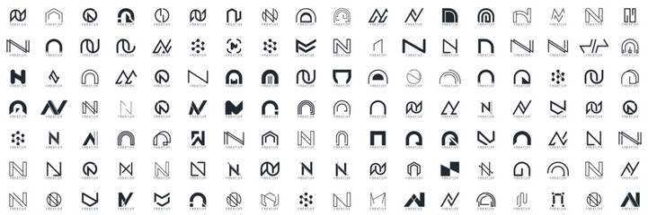 collection Abstract logos letters. Geometrical abstract logos. Icon design