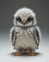 Obraz premium Baby Falcon Sitting with Sharp Eyes and Tiny Claws 
