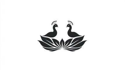 Fototapeta premium Peacock logo design, symmetrical, lotus flower, artistic, vector graphics, for branding