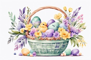 Colorful vintage watercolor easter eggs painting with decoration, holiday, culture and religion theme concept illustration texture design.