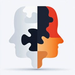 A stylized graphic of two intertwined faces made from puzzle pieces, symbolizing unity, diversity, and the complexity of human connections.
