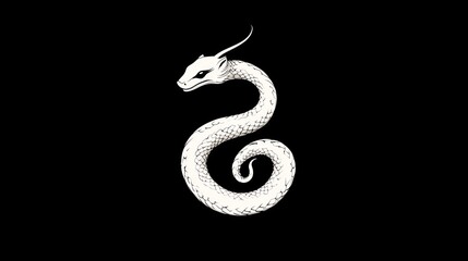 Fototapeta premium Stylized dragon snake, artistic graphic, black background