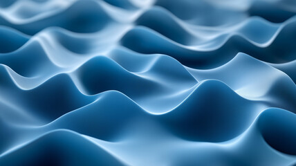 Obraz premium Smooth blue fabric waves create serene and calming visual effect, showcasing soft textures and gentle curves. interplay of light enhances depth and dimension of material
