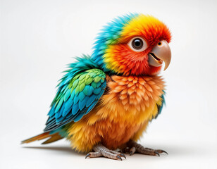 Fototapeta premium Baby Parrot (Macaw Chick) Sitting with Bright, Colorful Feathers