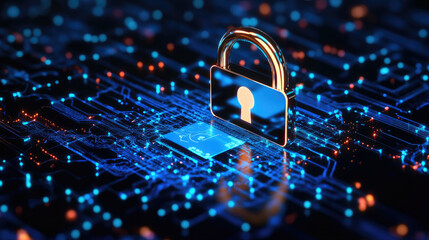 Cybersecurity attack response in corporate environment dark blue and black visual representation of data protection