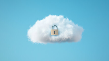 digital padlock integrated into cloud symbolizes security and protection