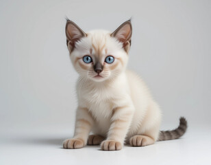 Obraz premium Baby Siamese Kitten with Blue Eyes and Creamy Fur