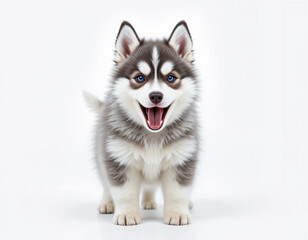 Obraz premium Baby Siberian Husky Puppy Howling Playfully