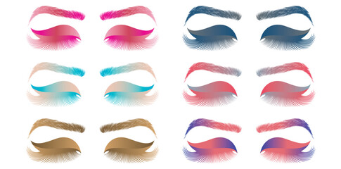 Gradient Drawing Style Eyes Painting Vector Illustration.