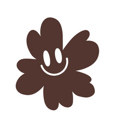 BROWN SMILE FLOWER ICON ELEMENT
