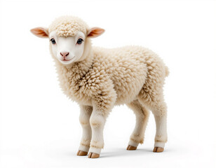 Fototapeta premium Baby Lamb Standing with Soft Wool and Big Gentle Eyes