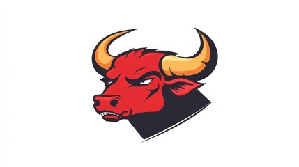 Red bull head graphic design, aggressive bull mascot, vector illustration