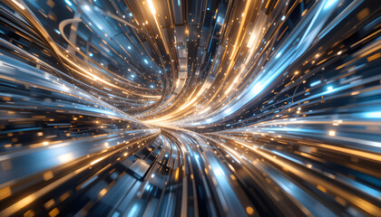 Fototapeta premium Abstract Futuristic Glowing Tunnel