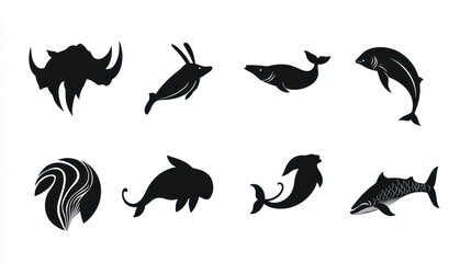 Obraz premium Set of animal silhouettes for a logo design. Collection of black vector animal icons
