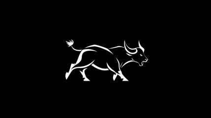 Powerful bull graphic silhouette, vector art, stock illustration