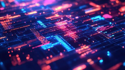 Obraz premium Vibrant digital circuit illustration.
