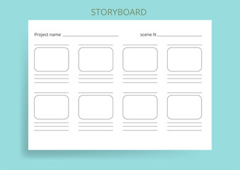 Storyboard  Sheet Action Isolated Vector Background