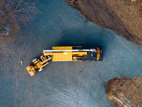 Industrial machinery from an aerial view
