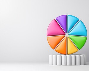 Obraz premium A vibrant pie chart model showcasing colorful segments for visual data representation.