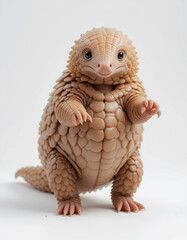 Baby Pangolin Standing on Its Hind Legs with Curved Claws