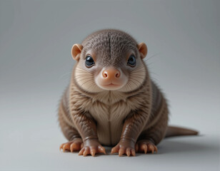 Baby Platypus Sitting with Webbed Feet and a Tiny Bill