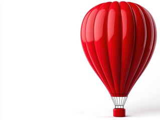 Fototapeta premium A vibrant red hot air balloon soaring in a clear blue sky, symbolizing adventure and freedom.