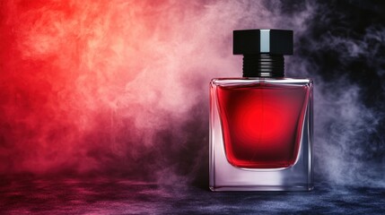 Elegant and Powerful Perfume Bottle Surrounded by Mystical Fog