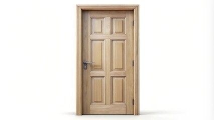 Wooden Door on White Background