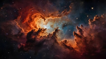 Fototapeta premium Clouds of cosmic gas and dust form beautiful and complex formations, creating stunning views. Sure, here is a brief description of the image you provided