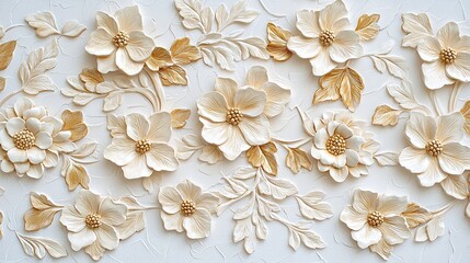 Elegant floral embossed fabric texture design home decor textile art luxurious environment close-up view design concept