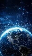 Futuristic earth illustration showcasing digital connections and global community networks