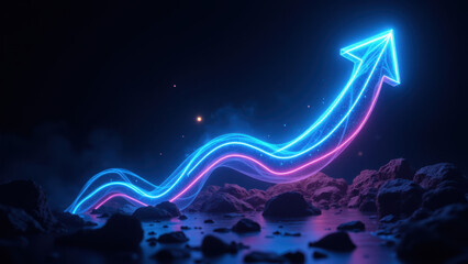 Rising line graph with arrows symbolizing upward financial growth.